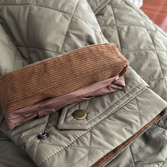 J. McLaughlin OLIVE XL chore Green Quilted chore Barn Jacket NWT corduroy collar - Picture 7 of 9